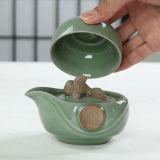 Tea Set Include 1 Pot 1 Cup RuYao Geyao Fish Dragon Kung Fu Tea Cup Pot Quik Cup