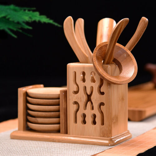 Bamboo Tea Set Kungfu Tea Accessories - Strainer Tongs Spoon Tea Tray Set Holder
