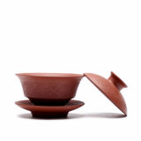 Handmade Yixing Zisha Clay Red Zisha Gaiwan Teacup with Saucer Kung Fu Tea 110ml