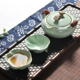1 Pot 2 Cup Smoothness Ru Kiln Porcelain Tea Sets Celadon Teapot Travel Quik Cup