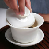 Chinese Ceremony Gaiwan Tea Tureen Ceramic White Jade Porcelain teacup Cup 120ml