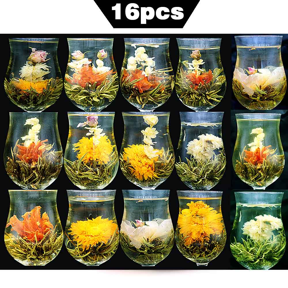 16pcs Different Kinds Blooming Flower Tea Handmade Artistic Blossom