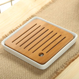 Ceramic Bamboo Tea Tray Flat Square Ceramic Tea Table Serving Tray 21*21cm