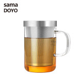 SAMA DOYO High Grade Glass Office Teacup w/t 304# Stainless Steel Infuser & Lid