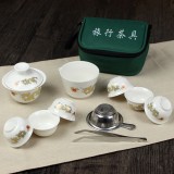 11 Pcs Travel Tea Sets Chinese Portable Ceramic Bone China Gaiwan Teacup Kung Fu