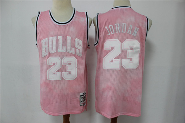 NBA Bull 23 pink split print limited edition retro Jersey