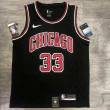 NBA  Bulls crew neck black 33 leather band chip  1:1