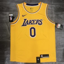 NBA Laker crew retro yellow No.0 Kuzma with chip  1:1