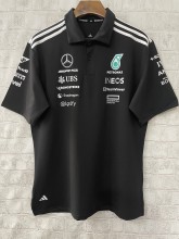 F1 Mercedes Black POLO Short Sleeve Racing Suit 2025