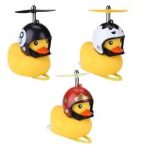 Cartoon Little Yellow Plastic Duck Shape Bicycle Bells with Helmets and Fan Bicycle Tools Accessoies For Safety Cycling Bicycle
