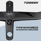 TOSEEK Full carbon Road Bike Integrated Handlebar 28.6mm Carbon Handlebars With GPS Computer Holder Road Handlebar 400/420/440mm