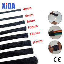 Black Insulated Braid Sleeving 2/4/6/8/10/12/15/20/25mm Tight PET Wire Cable Protection Expandable Cable Sleeve Wire Gland