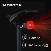 MEROCA 500mAH Bicycle Rear Light USB Charging High Brightness 100 lumens Warning Light MTB Road Bike Light
