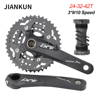 JIANKUN Mountain Bike CrankSet 170mm 27/30 Speed 24-32-42T 3-gear Hollow integrated Chainwheel MTB Crank Bicycle Parts