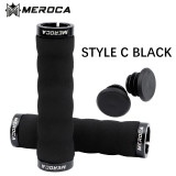 MEROCA MTB Mountain Bike Handlebar Grips Ultraight Soft Cycling Handle Cover Grips Anti-Skid Bicycle Grips With Lock End Plugs