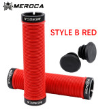 MEROCA MTB Mountain Bike Handlebar Grips Ultraight Soft Cycling Handle Cover Grips Anti-Skid Bicycle Grips With Lock End Plugs