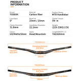 TOSEEK 720mm 780mm Bicycle Handlebar Carbon Fiber Mountain Handlebar 31.8mm  AM DH MTB Handle Bar Long Riser Bar Mtb Part