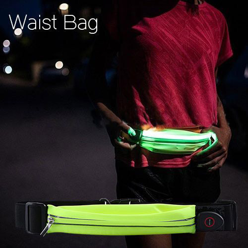 Running Bags Reflective Rechargeable Waterproof Sport Waist Belt Bag LED Light Pouch Fanny Pack Run Bag Polyester Borse Per Biciclette L712