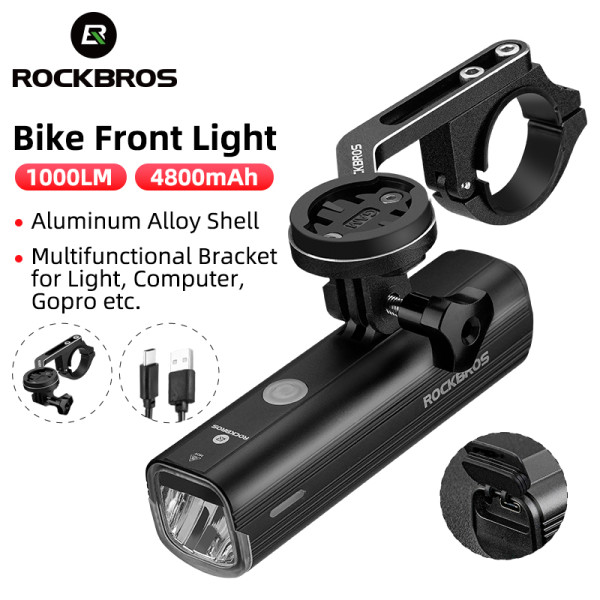 ROCKBROS Bicycle Light 1000 Lumens 4800mAh Gopro Mount Bike Headlight Hoisting Flash Light USB Charging Cycling Front Light