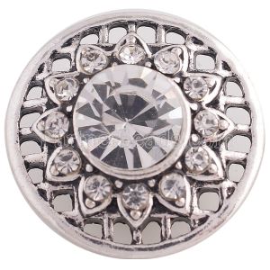 20MM round snap Antique Silver Plated with white Rhinestone  KC8683
