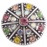 20MM design snap Antique Silver Plated with colorful Rhinestone Multicolor