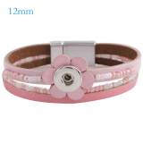 Partnerbeads 7.8 inch 1 snap button pink leather bracelets fit 12mm snaps KS0651-S
