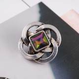 20MM snap Antique Silver plated with Colourful  Rhinestone KC6251 snaps jewelry multicolor