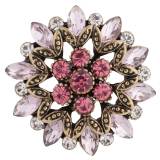 20MM design snap gold-Plated with pink Rhinestones KC8944 snaps jewelry