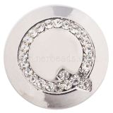 20MM  Letter Q snap silver plated with Czech diamonds KC5231 snaps jewelry