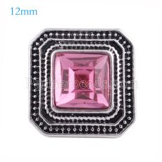 12MM Square snap Antique sliver Plated with rose rhinestone KS6149-S snaps jewelry