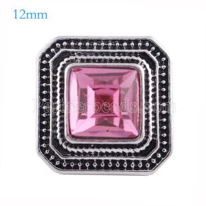 12MM Square snap Antique sliver Plated with rose rhinestone KS6149-S snaps jewelry