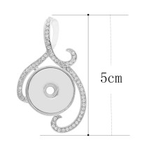 snap sliver Pendant with rhinestone fit 20MM snaps style jewelry KC0416