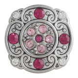 20MM design snap button Antique Silver Plated with pink Rhinestone KC9744 snap jewelry