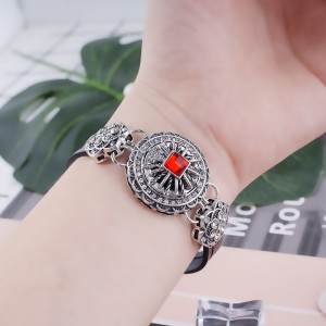20MM Polygon snap Antique Silver Plated with red rhinestone KB5301 snaps jewelry