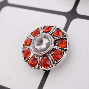 20MM round snap button Antique Silver Plated with orange Rhinestone KC9687 snap jewelry