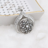 snap sliver Pendant with rhinestone fit 20MM snaps style jewelry KC0417