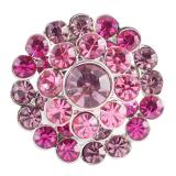 20MM Flower snap silver plated KC5012  with rose-red Rhinestone interchangeable snaps jewelry