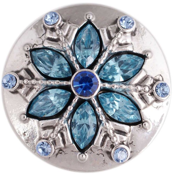20MM Christmas snowflake snap silver Antique plated with blue rhinestone KC5392 snaps jewelry