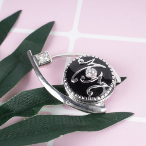 20MM mother  snap silver  plated DS5141 with clear  Rhinestone and black enamel interchangeable snaps jewelry