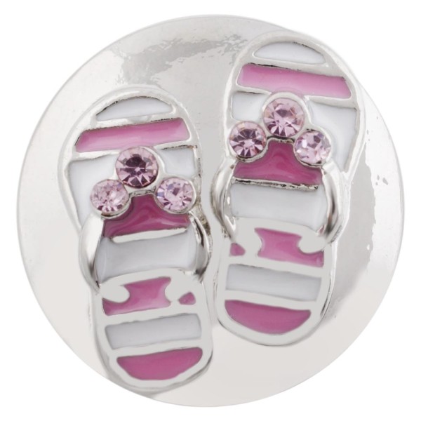 20MM Beach shoes snap silver plated with pink Enamel KC7500 interchangeable snaps jewelry