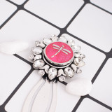 20MM Dragonfly snap Silver Plated with rose-red Enamel KB7716 snaps jewelry