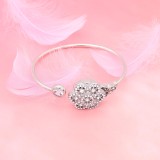 20MM flower snap Silver Plated with white rhinestone KC7903 snaps jewelry