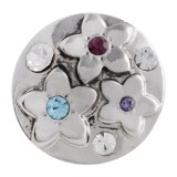 20MM flower snap Silver Plated with colorful Rhinestone KC5597 snaps jewelry
