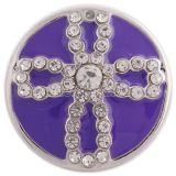 20MM cross round snap silver plated with  rhinestones and purple Enamel KC8875 interchangable snaps jewelry