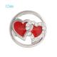 12MM Double love snap Silver Plated with clear rhinestones and red Enamel KS6066-S snaps jewelry