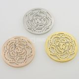 33MM stainless steel coin charms fit  jewelry size rose with rhinestone