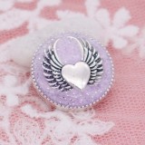20MM love Wing snap silver Plated with purple enamel KC6947 snaps jewelry