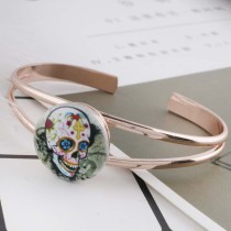 20MM skull Painted enamel metal C5246 print snaps jewelry