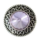20MM Round snap Antique Silver Plated with purple rhinestone KB6901 snaps jewelry