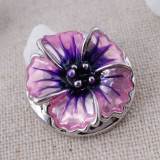 20MM flower snap Silver Plated with purple Enamel KC8796 snaps jewelry